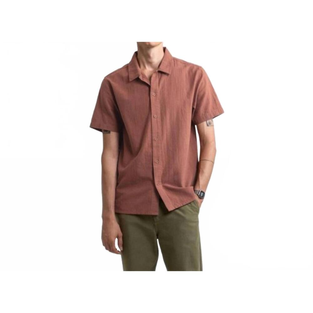 NEW RHYTHM. linen short sleeve shirt in clay